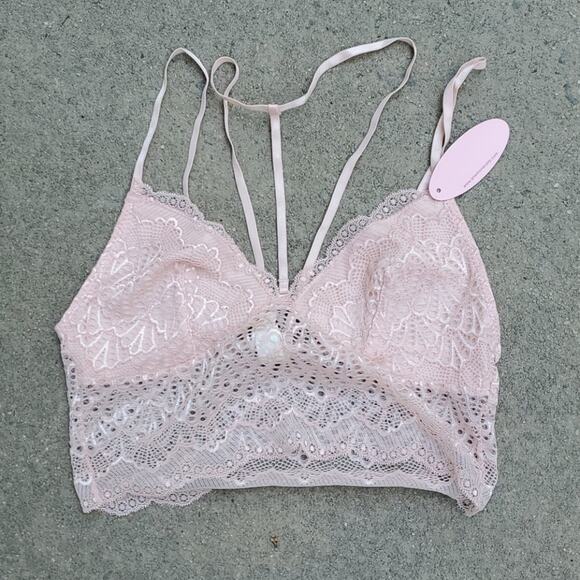 Anemone long line lace choker bralette pink M/L - Picture 1 of 6